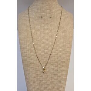 Fyb Sterling Silver Initial N Gold & Silver Tone Identity Necklace 16" New